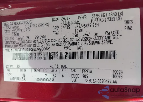 2016 Ford Escape Titanium из США, поврежденный, VIN 1FMCU9J99GUA90069